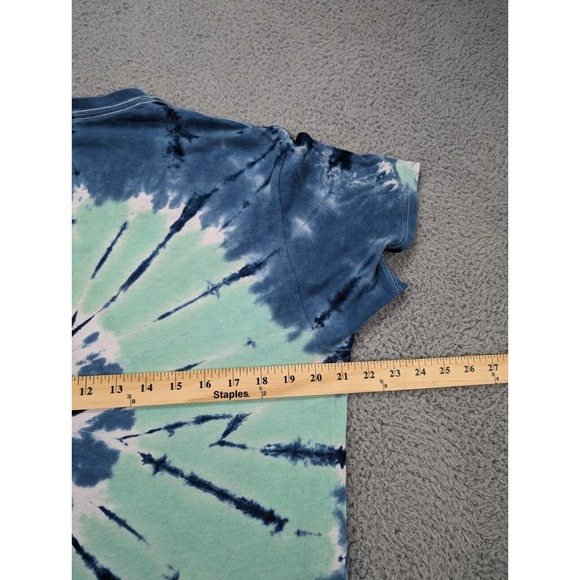 Vintage Six Flags Shirt Mens Large Blue Green White‎ Tie Dye Crew Gildan Heavy - Picture 8 of 9